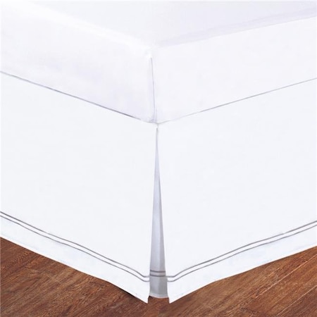Lux Hotel FRE27514SILV01 Baratta Stitch On White Tailored Microfiber 14 In. Bed Skirt  Silver - Twin